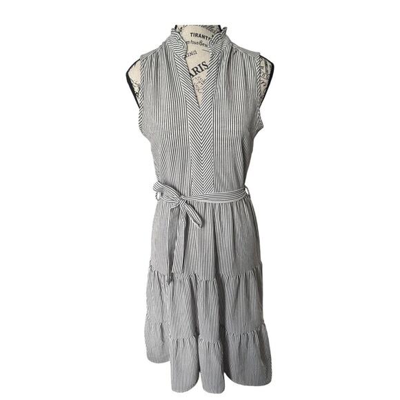 Monteau Grey Stripped Dress - Picture 1 of 5